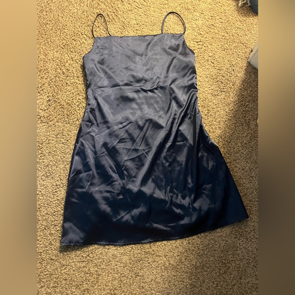 Navy Blue Spaghetti Strap Dress